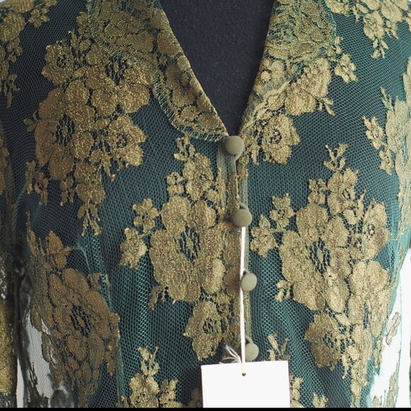 Escada By Margaret Ley Green Sheer Lace Blouse on Net - Germany - Picture 5 of 6